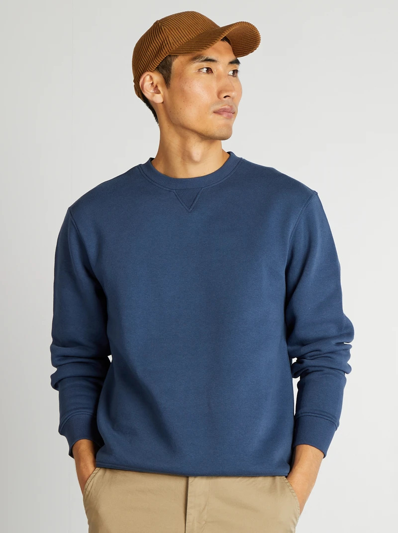plain round neck sweatshirt-blue